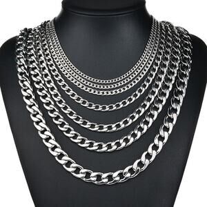 Titanium &‎ stainless Steel Simple Geometric Necklace Steel Color Ethnic Goth